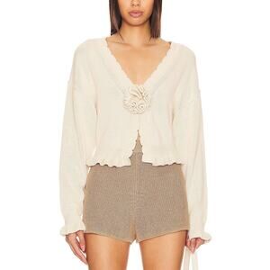 Tularosa 'Jovien' Beige Cotton Rosette Cardigan Size S